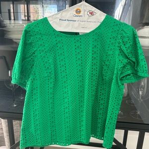 Vibrant Green Eyelet Blouse